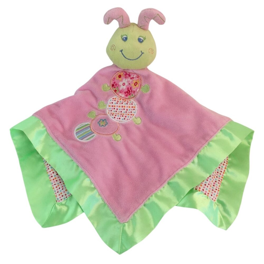 Mary Meyer Baby Pink Caterpillar Lovey 17" Security Blanket Satin Trim Polka Dot